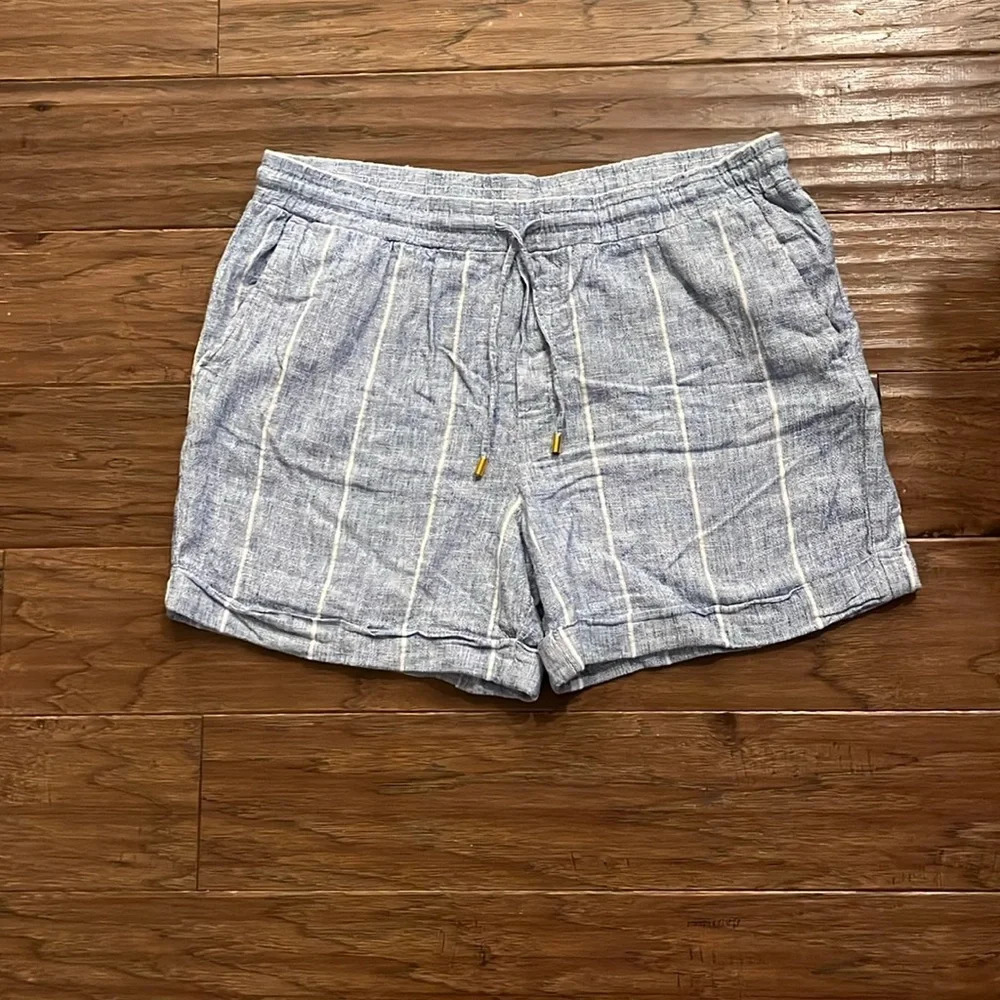 Ellen Tracy Linen Blend Drawstring Shorts Size M